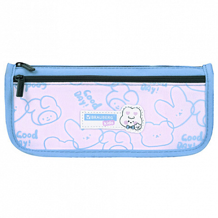 Пенал мягкий BRAUBERG KIDS, 2 отделения, полиэстер, "Bunny", 22x10x6 см, 273552