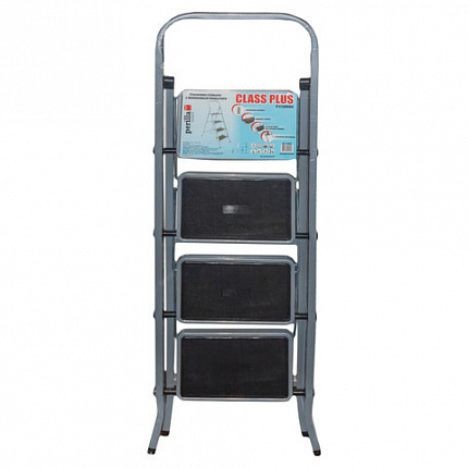 Стремянка стальная КЛАСС ПЛЮС, 4 ШИРОКИЕ СТУПЕНИ 20х30 см, верхняя площадка 91 см, до 120 кг, 123304