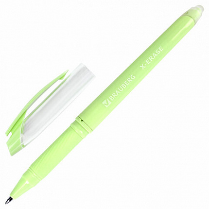 Ручка стираемая гелевая с грипом BRAUBERG X-ERASE PASTEL, СИНЯЯ, узел 0,7 мм, линия 0,35 мм, 143953