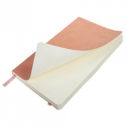 Блокнот А5 (130х210 мм), BRAUBERG ULTRA, под кожу, 80 г/м2, 96 л., клетка, светло-розовый, 113008