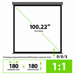 Экран Cactus Wallscreen CS-PSW-180X180-SG, 180x180 см, 1:1, настенно-потолочный, серый