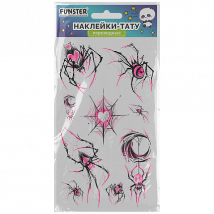 Наклейки-тату переводные "Разные", 20,5х10 см, ассорти 12 видов, FUNSTER (ФАНСТЕР), 666102