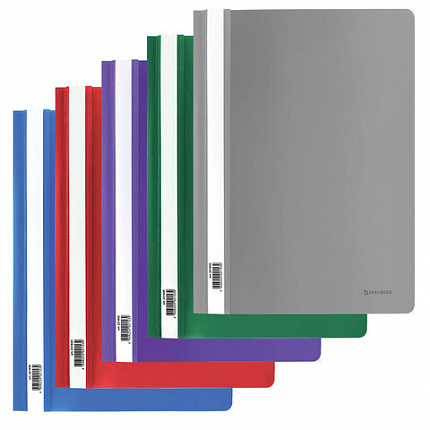 Скоросшиватель пластиковый BRAUBERG, А4, 130/180 мкм, ассорти, 221820