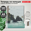 Тетрадь на кольцах А5 180х220, 120л, гибкий пластик, клапан, стикеры, BRAUBERG STYLISH, Nature, 405226