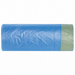 Мешки для мусора с завязками 60 л, синие, в рулоне 20 шт., прочные, ПНД 14 мкм, 55х62 см, LAIMA, 601397