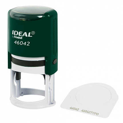 Оснастка для печатей оттиск D=42 мм, синий, TRODAT IDEAL 46042 P2, корпус ИЗУМРУДНЫЙ, с крышкой, подушка, 191407