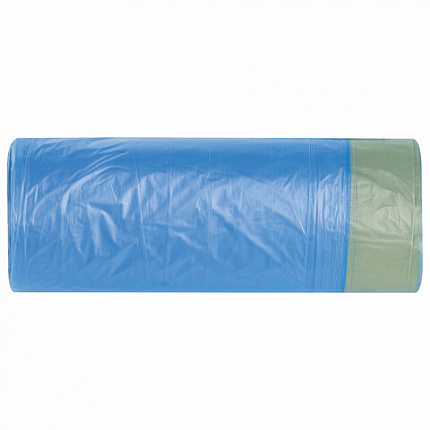 Мешки для мусора с завязками 30 л, синие, в рулоне 20 шт., прочные, ПНД 13 мкм, 50х60 см, LAIMA, 601395