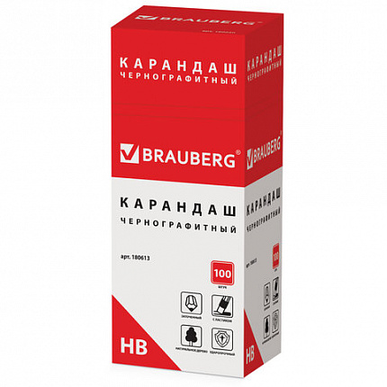 Карандаш чернографитный BRAUBERG, 1 шт., "Fluor", НВ, с ластиком, корпус неоновый ассорти, заточенный, 180613