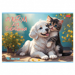 Альбом для рисования А4 16 л., скоба, обложка картон, HATBER, 205х290 мм, "Верные друзья" (5 видов), 091491, 16А4В