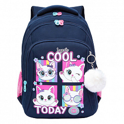 Рюкзак GRIZZLY школьный, анатомическая спинка, 3 отделения, для девочек, "COOL 2DAY", 40х27х20 см, RG-561-1/3