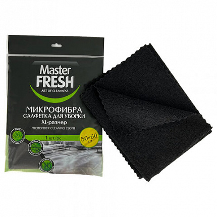 Тряпка для мытья пола из микрофибры, 50х60 см, черная, Master FRESH, ШКXXXX