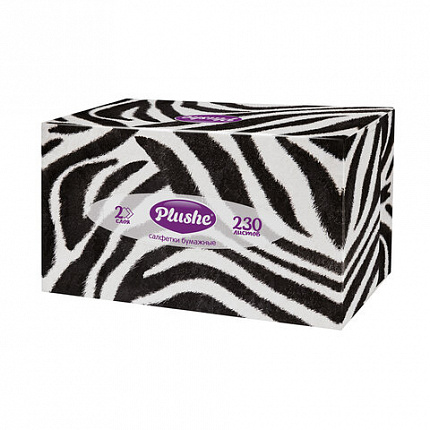 Косметические салфетки 230 штук в картонном боксе 2-слойные Plushe (Плюше), 20х20 см,, 70820