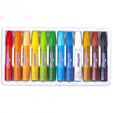 Восковые мелки утолщенные на масляной основе ЮНЛАНДИЯ "ДОМИКИ", 12 цветов, 273090