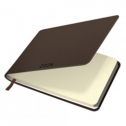 Еженедельник датированный 2026 МАЛЫЙ ФОРМАТ 105х160 мм, А6, BRAUBERG "Unique", темно-коричневый, 117207