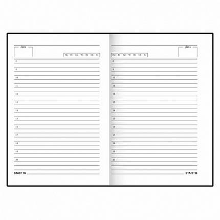 Ежедневник недатированный А5 145х215 мм, ламинированная обложка, 160 л., STAFF, "Black Style", 115561