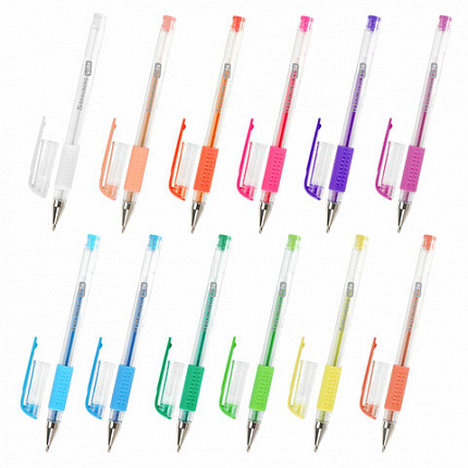 Ручки гелевые с грипом НАБОР 50 ЦВЕТОВ, линия письма 0,5 мм, BRAUBERG KIDS, 143822