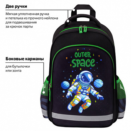 Рюкзак ПИФАГОР SCHOOL, 1 отделение, 3 кармана, "Космос", 38x28х14 см, 273173