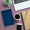 Ежедневник датированный 2026, А5, 138x213 мм, BRAUBERG "Comodo", под кожу, синий, 117050