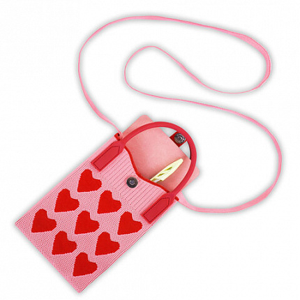 Сумочка-органайзер повседневная HEIKKI KNIT (ХЕЙКИ) кросс боди, вязаная, 17х12х5 см, "Hearts", 273795