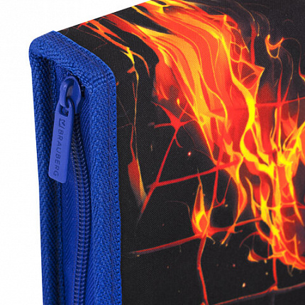 Пенал BRAUBERG, 1 отделение, 2 откидные планки, полиэстер, 21х14 см, "Burning ball", 273529