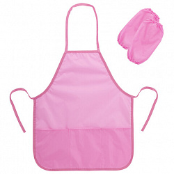 Фартук с нарукавниками для уроков труда ПИФАГОР, 3 кармана, стандартный размер, 44x55 см, розовый, 273757