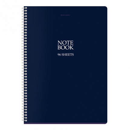 Тетрадь А4, 96 л., BRAUBERG, гребень, клетка, матовая ламинация, "NoteBookMono" (микс в спайке), 405315