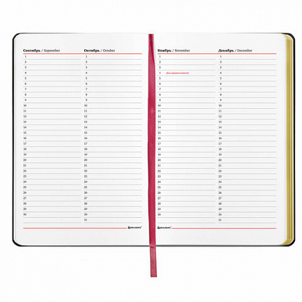 Ежедневник недатированный А5 (138х213 мм), BRAUBERG VISTA, под кожу, гибкий, 136 л., "Pomegranate", 112022