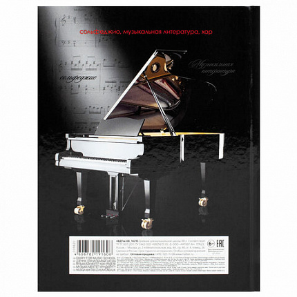 Дневник для музыкальной школы твердый, 48 л., HATBER "Клавиши", 039820, 48ДТмз5В_14210