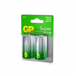Батарейки КОМПЛЕКТ 2 шт., GP Super G-Tech, D (LR20, 13А), алкалиновые, блистер, 13A-2CR2