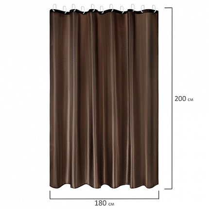 Шторка для ванной ПОЛИЭСТЕР, 180х200 см, кольца в комплекте, КОРИЧНЕВЫЙ БРИЛЛИАНТ, PRIMILA (ПРИМИЛА), 700097