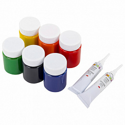 Краски по ткани акриловые "Декола" "Батик по шелку", НАБОР 6 цветов по 50 мл + резерв 2 тубы по 18 мл, Невская Палитра, 4441448