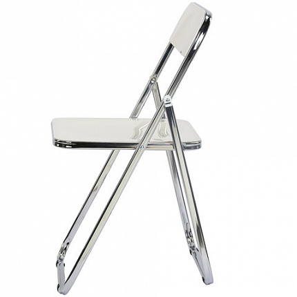 Стул складной глянцевый белый BRABIX "Style CF-015", хромированный каркас, пластик, 533249
