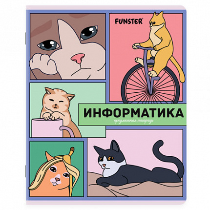 Тетради предметные, КОМПЛЕКТ 12 ПРЕДМЕТОВ, 48 л., TWIN-лак, FUNSTER (ФАНСТЕР), МЕМНЫЕ КОТЫ, 405604