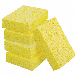 Губки для посуды 110х70х20 мм, ЦЕЛЛЮЛОЗНЫЕ, КОМПЛЕКТ 5 штук, желтые, LAIMA, 700259