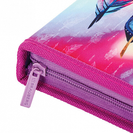 Пенал BRAUBERG, 1 отделение, полиэстер, 21х14 см, "Plumage", 270304