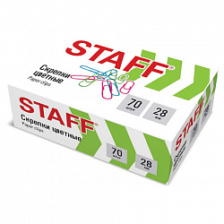 Скрепки STAFF 28 мм, цветные, 70 штук, 271708
