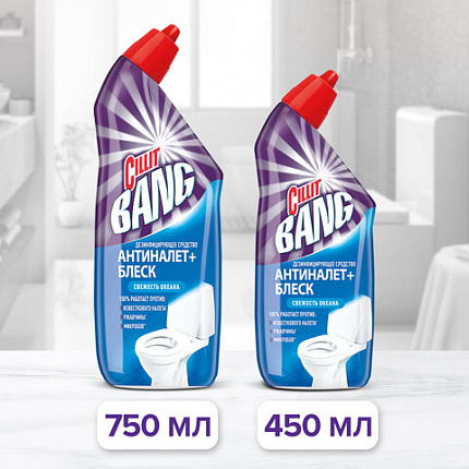 Средство для уборки туалета дезинфицирующее 750 мл CILLIT BANG "Антиналет+Блеск", Свежесть океана, 07813, 8149771