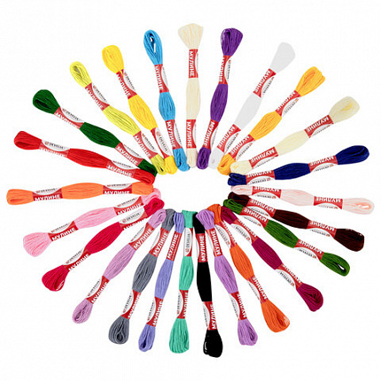 Нитки для вышивания (мулине), набор 25 цветов, 10 м, хлопок, DEVELIA (Девелиа), 665678