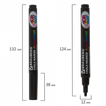 Маркер меловой "POP-ART" ЧЕРНЫЙ, 3,5 мм, стираемый, для гладких поверхностей, BRAUBERG, 151525