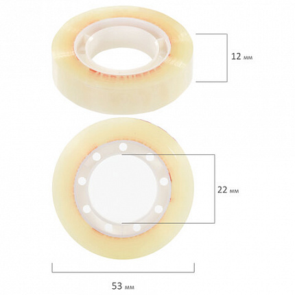 Клейкие ленты 12 мм х 33 м канцелярские BRAUBERG, КОМПЛЕКТ 4 шт., прозрачные, гарантированная длина, 228761