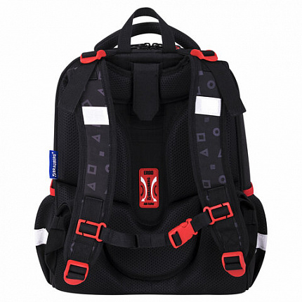 Ранец BRAUBERG LUMINOUS, 2 отделения, с брелком, "Danger", СВЕТЯЩИЙСЯ РИСУНОК, 38х29х16 см, 272069