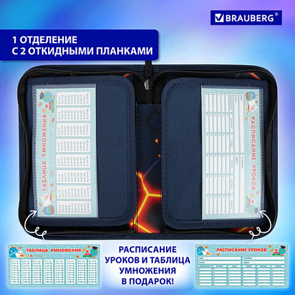 Пенал BRAUBERG, 1 отделение, 2 откидные планки, полиэстер, 21х14 см, "Keep out", 270719