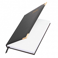 Ежедневник датированный 2026, А5, 138x213 мм, BRAUBERG "Senator", под кожу, черный, 117094