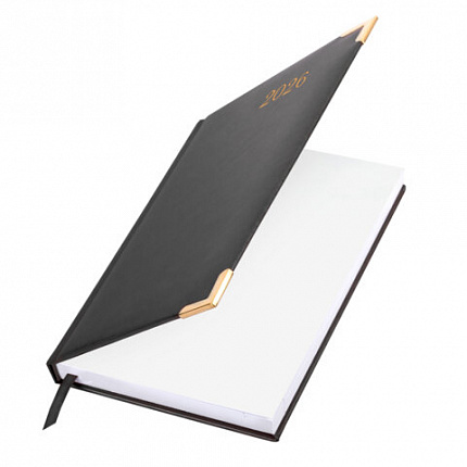 Ежедневник датированный 2026, А5, 138x213 мм, BRAUBERG "Senator", под кожу, черный, 117094