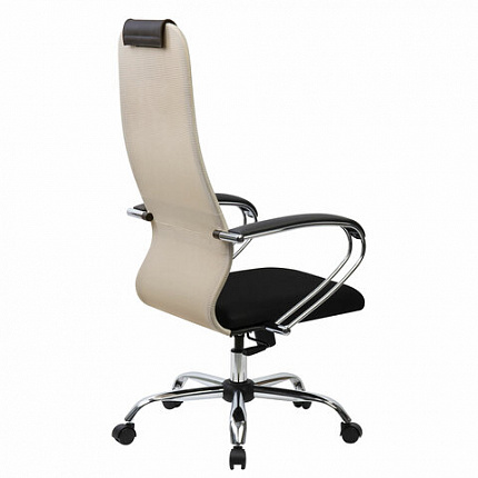 Кресло офисное BRABIX PREMIUM "Ultimate EX-800" хром, плотная двойная сетка Х2, черное/бежевое, 532913