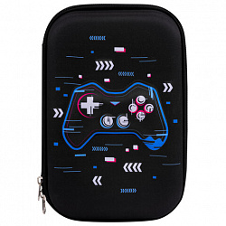 Пенал ЮНЛАНДИЯ большой, 1 отделение, 1 откидная планка, карман, полиэстер/EVA, 22х15х5 см, "Lucky gamer", 273196