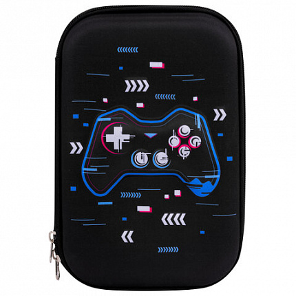 Пенал ЮНЛАНДИЯ большой, 1 отделение, 1 откидная планка, карман, полиэстер/EVA, 22х15х5 см, "Lucky gamer", 273196