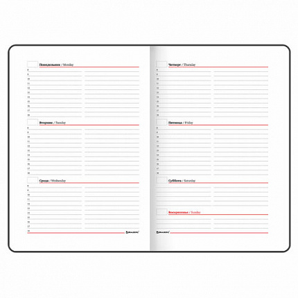 Еженедельник недатированный А5 145х215 мм, BRAUBERG "Party", под кожу, 64 л., белый, 114473