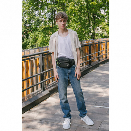 РЕЗЕРВ Сумка на пояс PROMPT, два отделения, задний карман, черная, 37х14х4,5 см, WBZ, 273928