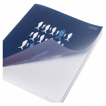 Тетрадь обложка пластик с печатью, А5, 96 л., скоба, клетка, HATBER, "Рыба моя" (микс в спайке), 090215, 96Т5В1пл